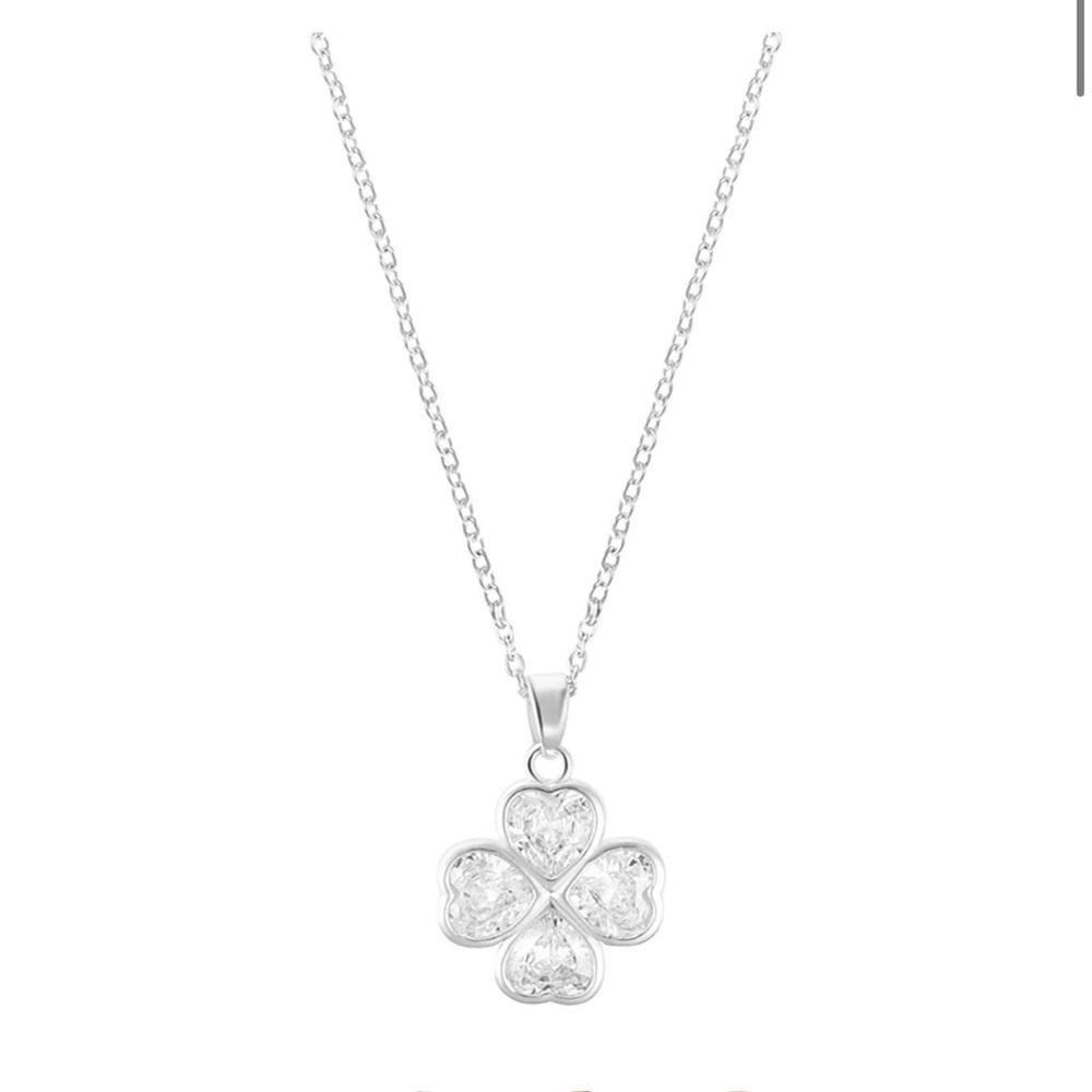 Adornia Adjustable Clear Crystal Heart Clover Necklace
